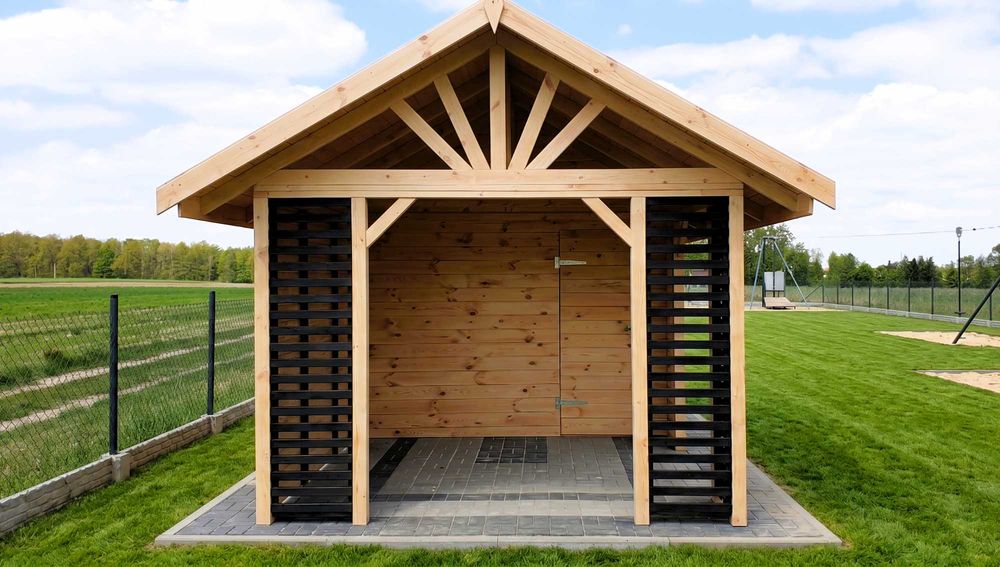 Domek narzędziowy domek drewniany plus altana pergola HIT 2w1