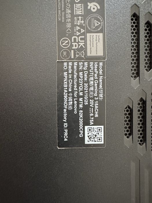Lenovo ideapad gaming 3 15ACH6