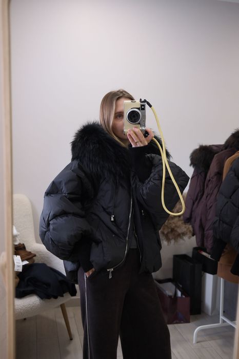 пуховик натуральний пух/хутро, M,L