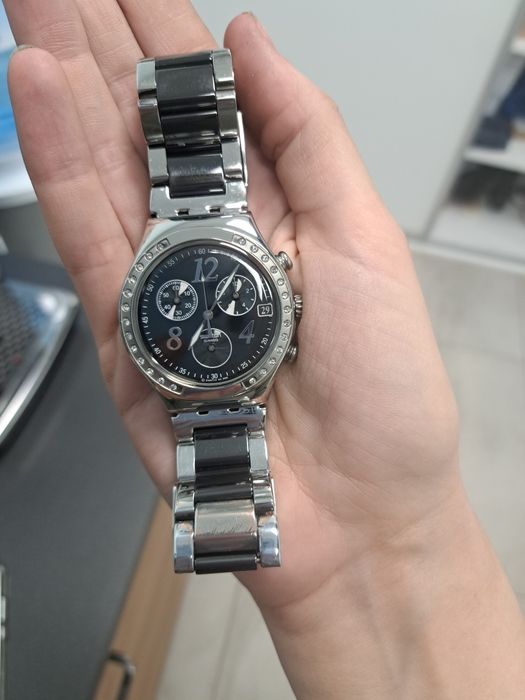 Zegarek swatch irony chrono że stoperem cyrkonie swarovski