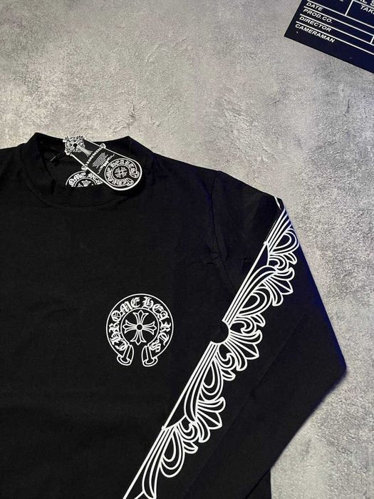 Чорний Лонгслів Chrome Hearts з бірками (Хром Хартс)