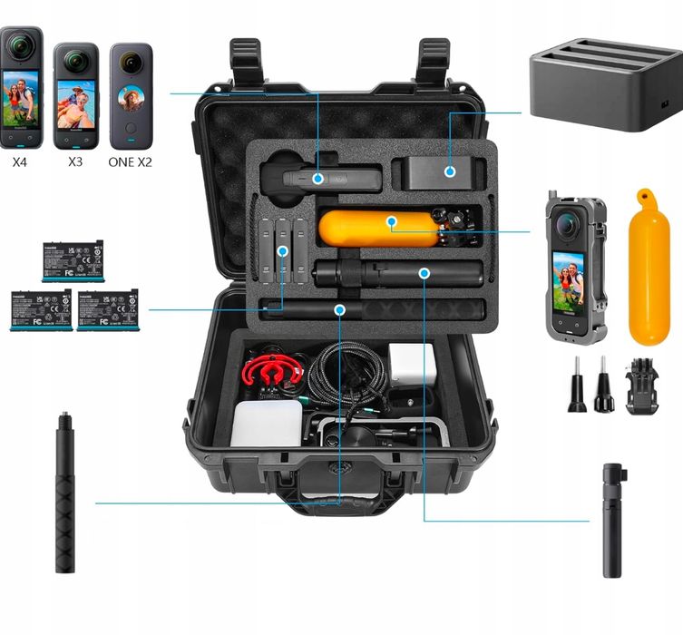Walizka ochronna Amazear do Insta360 X4/X3 Combo wodoodporne etui