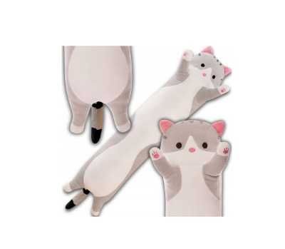 Maskotka pluszak poduszka zabawka kot parówka szara 90cm do auta