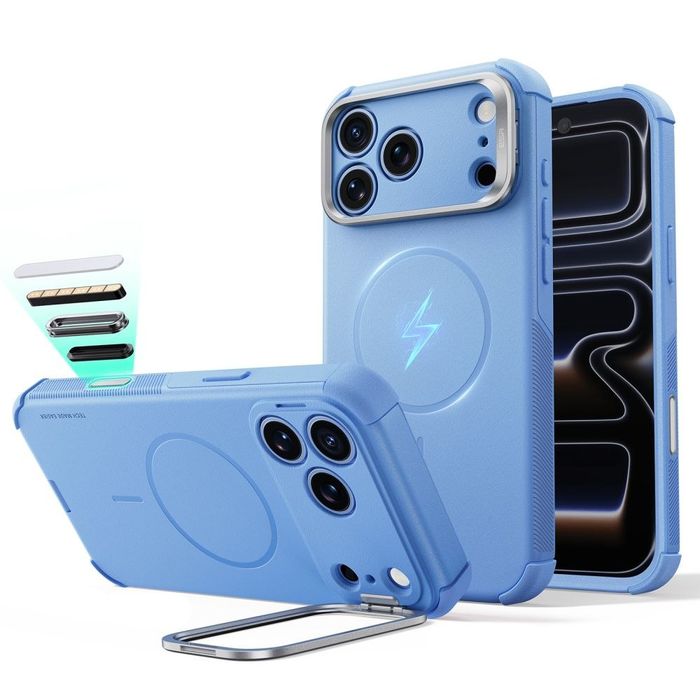 Etui pancerne ze stojakiem ESR Cyber Tough Kickstand MagSafe iPhone 17 PRO / 18 PRO - Jasnoniebieski