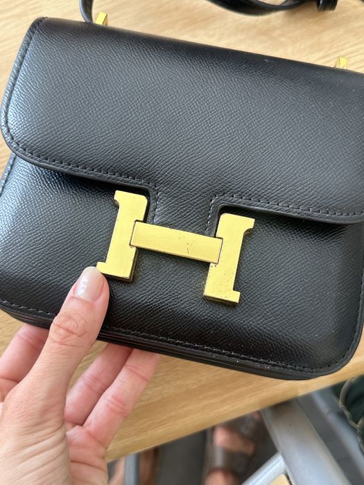 Hermes constance torebka crossbody czarna zlote detale