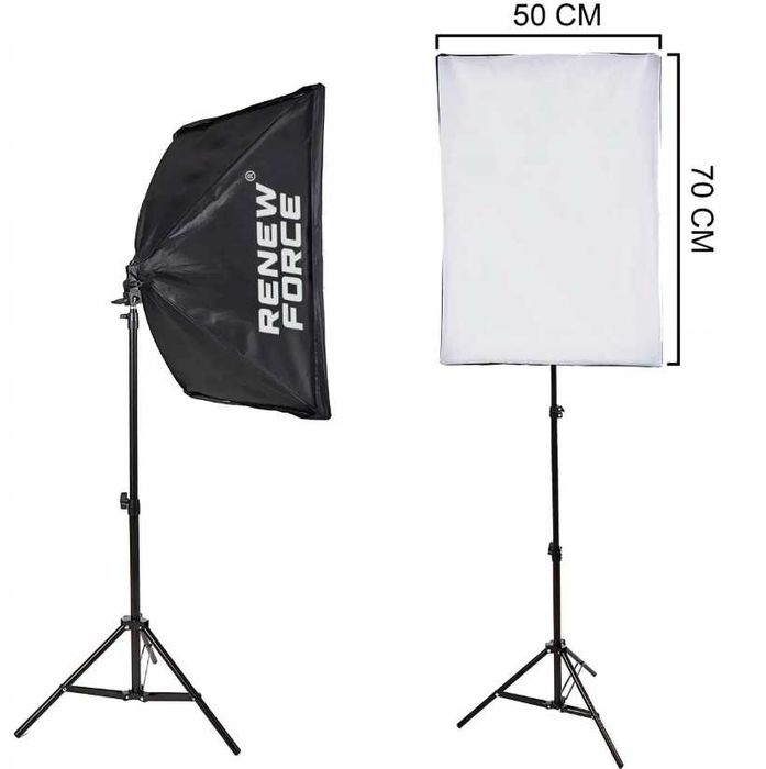 Zestaw Lamp Studyjnych 2x Softbox 50x70 LED Statywy Fotografia NOWE