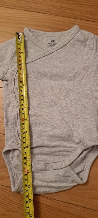 Body z długim rękawem, koperowe, 74, Hm, unisex, białe, szare