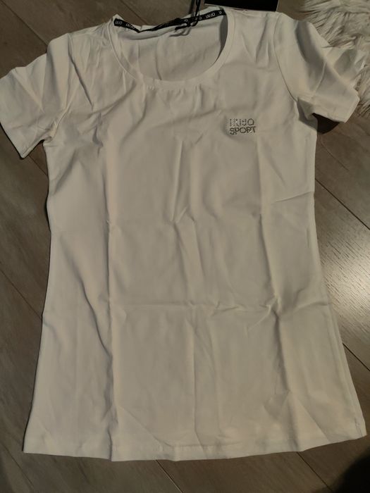 Biały t-shirt Liu Jo Sport cyrkonie
