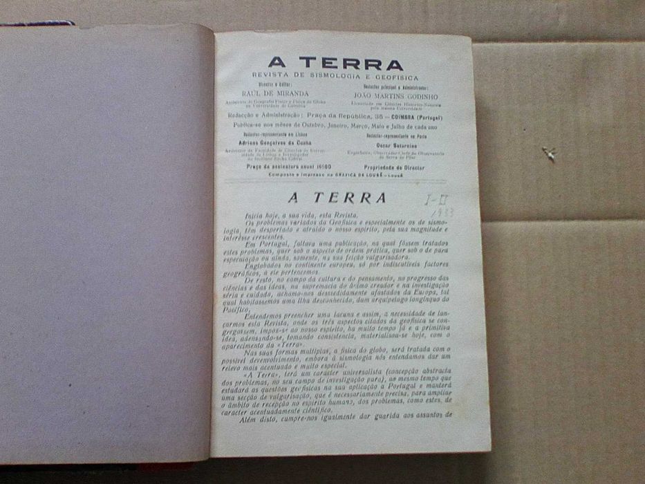 A terra - Revista De Sismologia e Geofísica  primeiros 20 Volumes