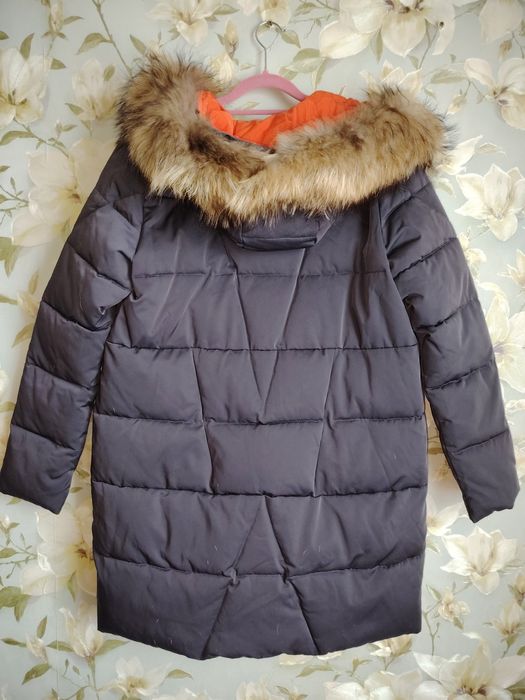 Куртка парка зима с натуральным мехом енота XL
