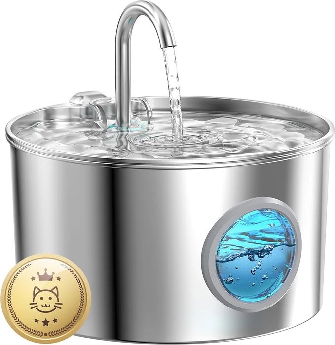 Фонтанчик для води для домашніх тварин з нержавіючої сталі 2,2 л.