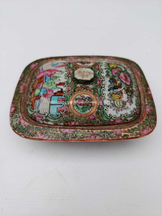 Saboneteira Porcelana da China Mandarim Chinesa Séc XIX 16 cm