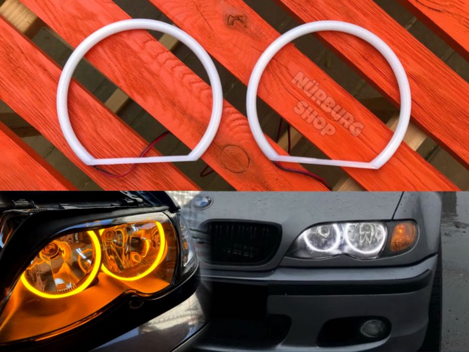 LED ангельские глазки в фары для BMW E36 E38 E39 E46 E53 желтые белые