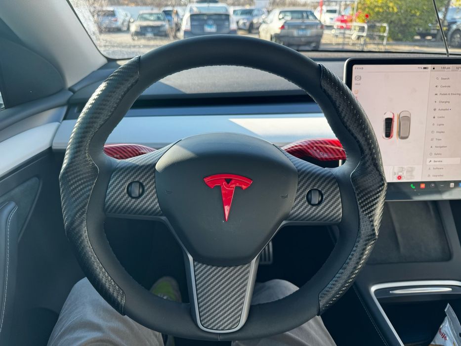 Матові глянець Карбонові білий накладки на руль кермо Tesla model 3 Y