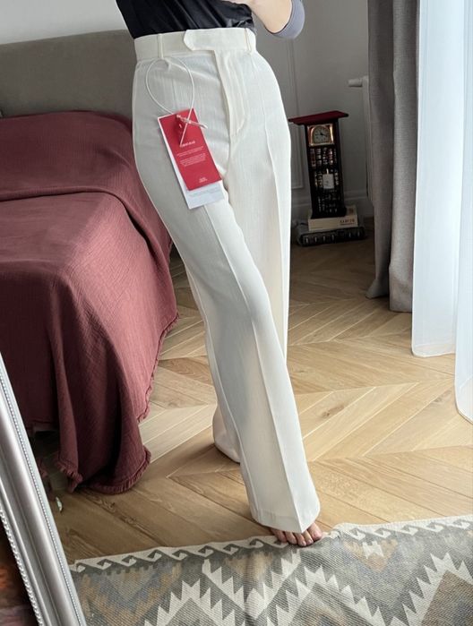 Лляні білі штани брюки українського бренду Friends of Fashion XS