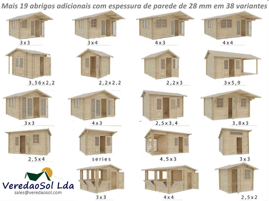 Casa madeira KIT MICRO 28mm Eco 3x2 m Coberta 9m²