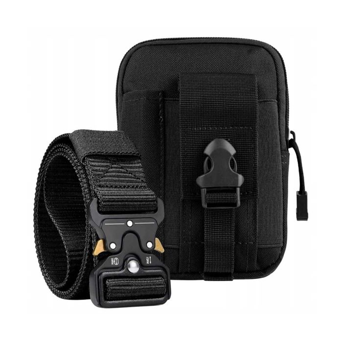 Biodrówka + Pas Komplet 2w1 Czarny Taktyczny