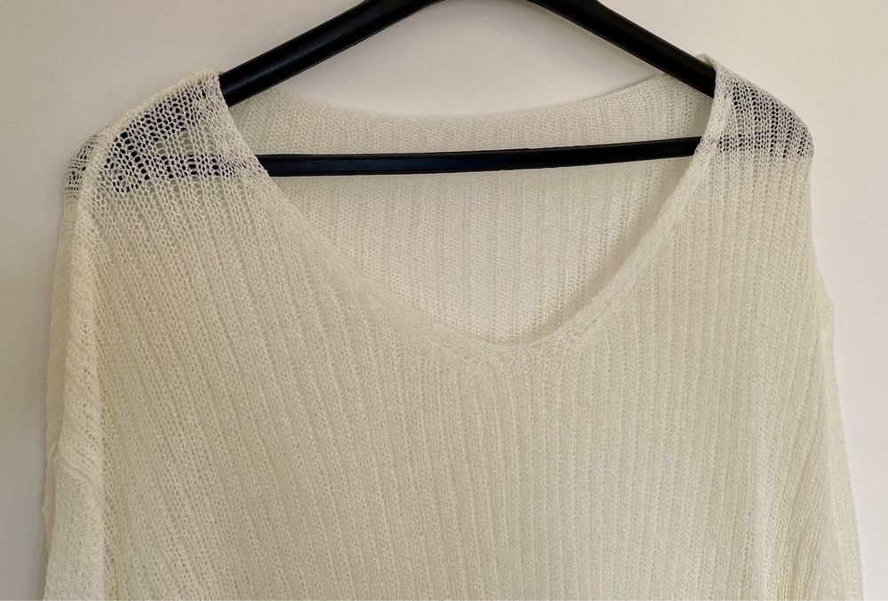 Camisola de malha branca transparente (Dazy, tamanho S)