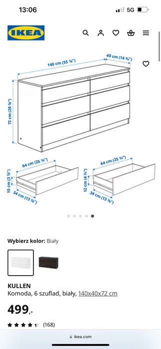 Komoda Ikea KULLEN 6 szuflad