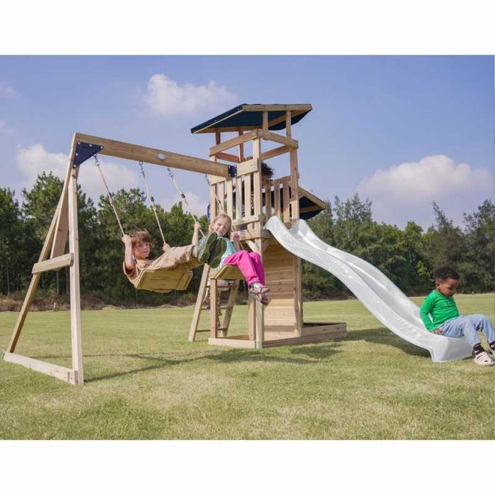 Drewniany Duży Plac Zabaw Huśtawki Zjeżdżalnia Wież