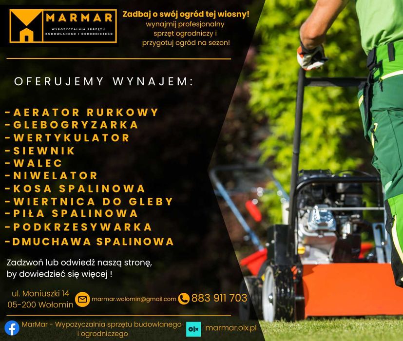 Wertykulator, aerator, glebogryzarka, walec, WYNAJEM, WYPOŻYCZALNIA !