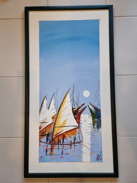 Quadro "Barcos a vela" - pintado à mão