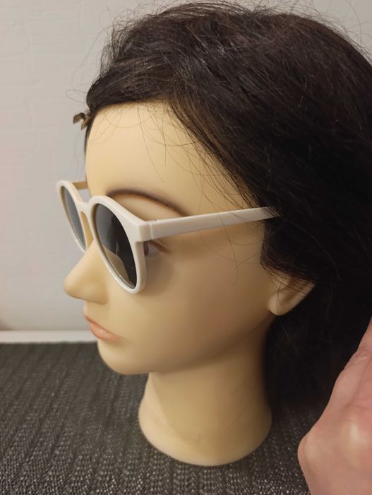 Okulary przeciwsłoneczne damskie ecru okrągłe retro vintage nowe