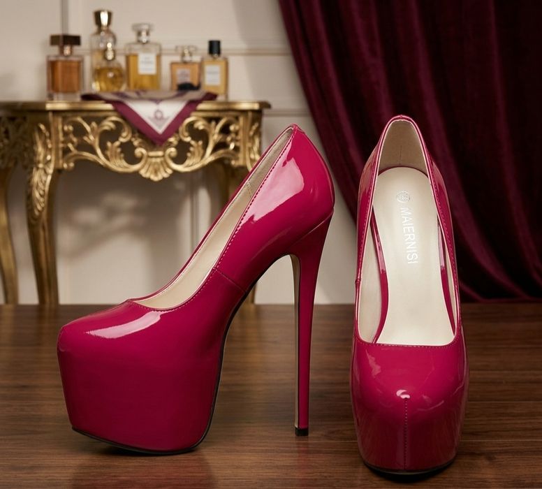 Czerwone szpilki na platformie 41