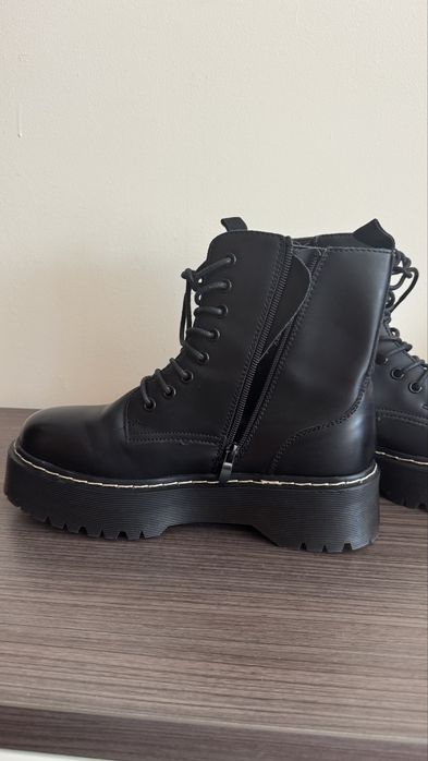 Botas Plataforma Pretas Estilo Combat/Chunky508699883204792323