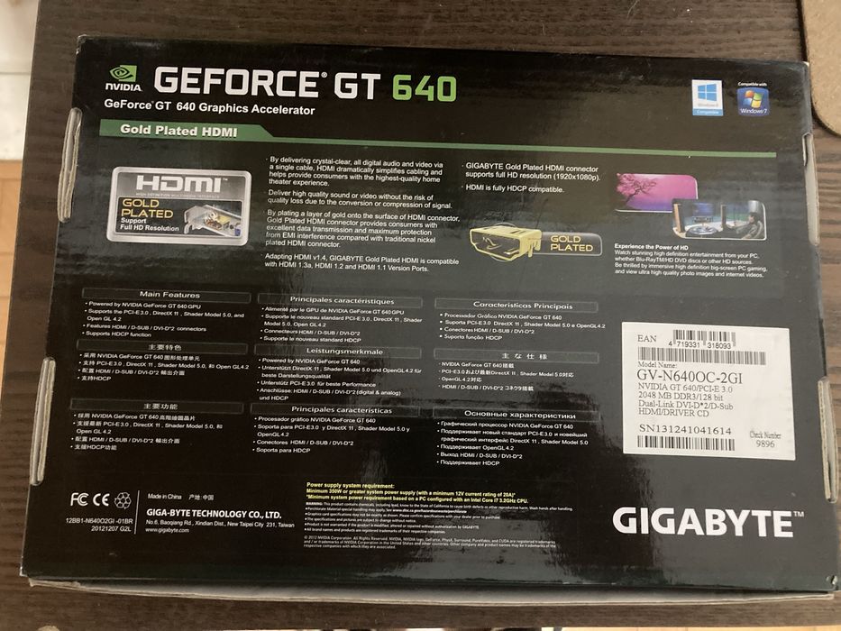 Nvidia GeForce GT 640 2GB DDR3 new64170302973569121