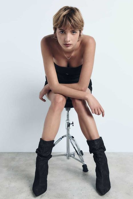 Botas em ganga preta da Zara