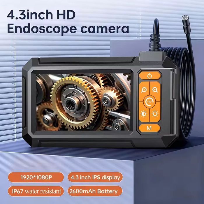 Эндоскоп с экраном 4.3” 8 мм 1080P 2Mp с жёстким кабелем 2 м