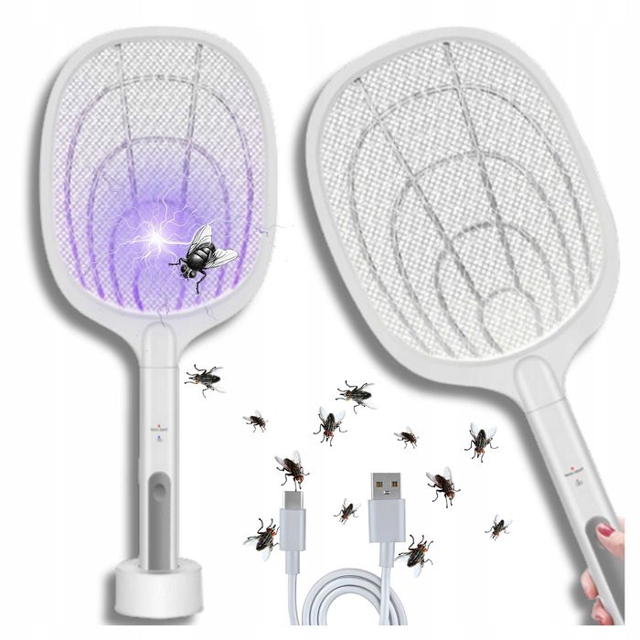 ELEKTRYCZNA ŁAPKA NA MUCHY Rażące Prądem Packa Na Owady Z Lampą UV USB