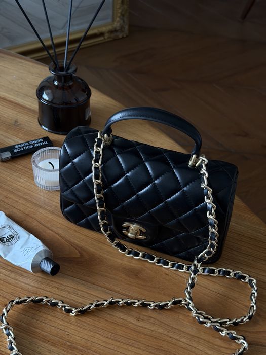 Сумка Chanel з ручкою | чорна, біла