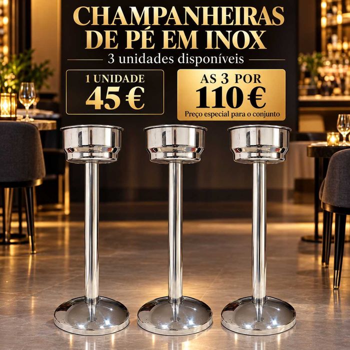 Champanheiras de Pé em Inox – Profissionais | 1 por 45 € ou 3 por 110 €