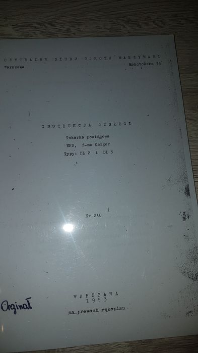 Tokarka WMW DL2 DL3 DTR Instrukcja Obsługi  Polska