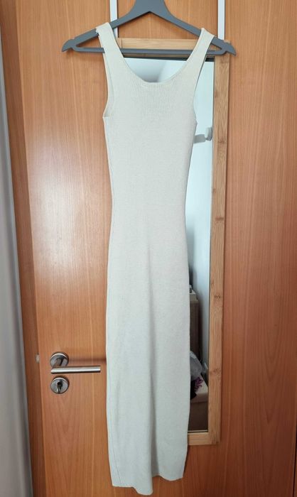 Novo | Vestido bege justo midi, tamanho 2XS