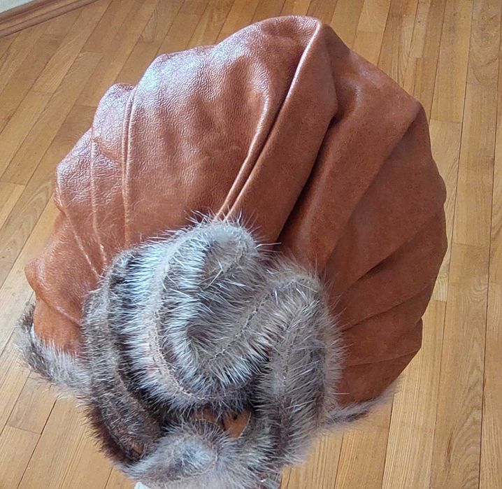 Шапка-бандана кожаная женская