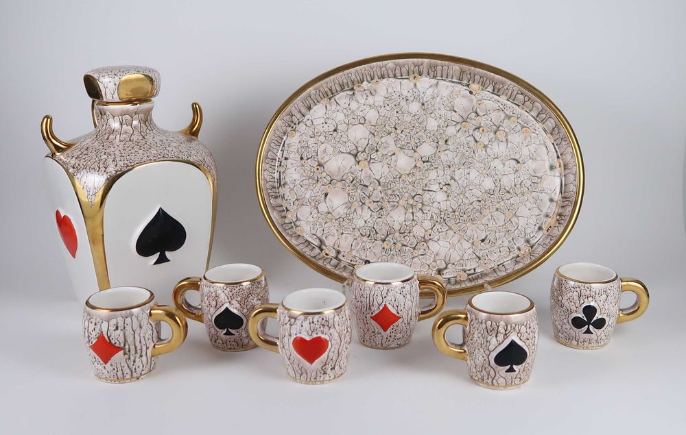 Faiança Modernista Aleluia - Set Garrafa, Tabuleiro e 6 copos