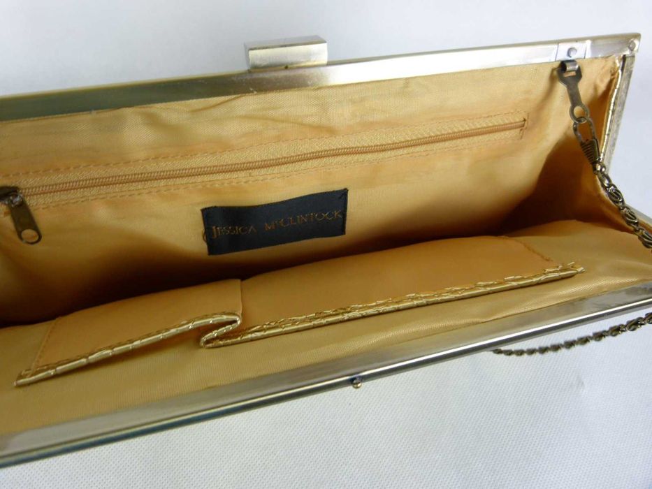 Jessica Mc Clintock złota torebka kopertówka