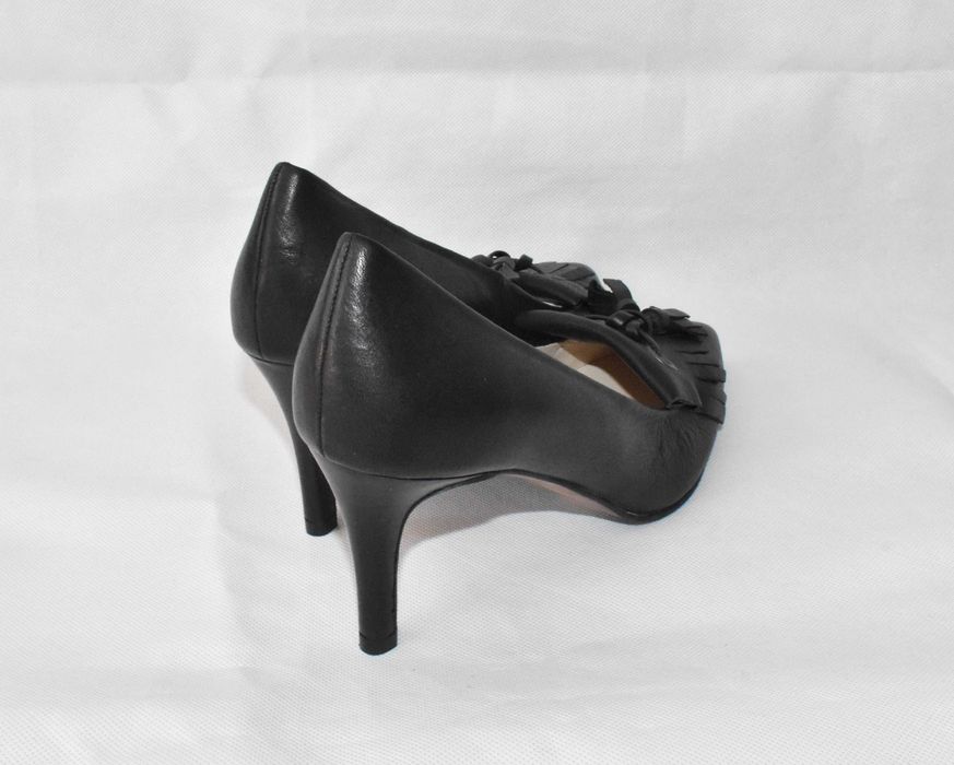 PacoGil szpilki skórzane czarne 38,5 eleganckie 7,5cm