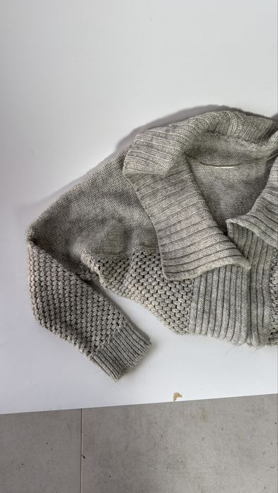 Sweter damski kardigan dłuższy szary ciepły