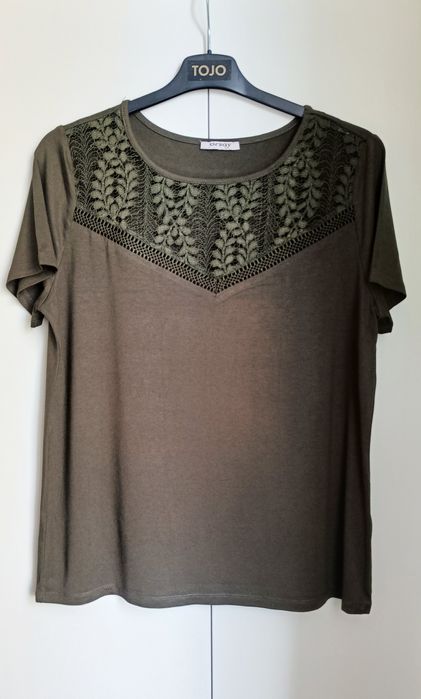 Zielona bluzka damska z koronką Orsay