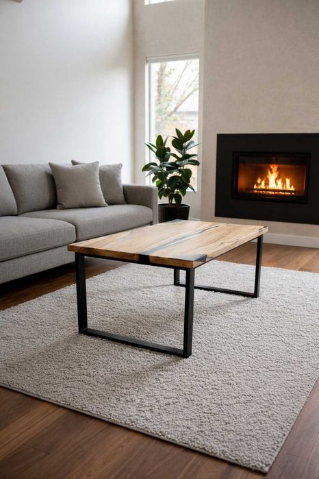 Stolik kawowy orzech włoski + żywica