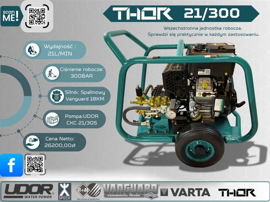 Myjka ciśnieniowa THOR 21/300 – 21L/min 300 bar *Vanguard 18KM*UDOR*