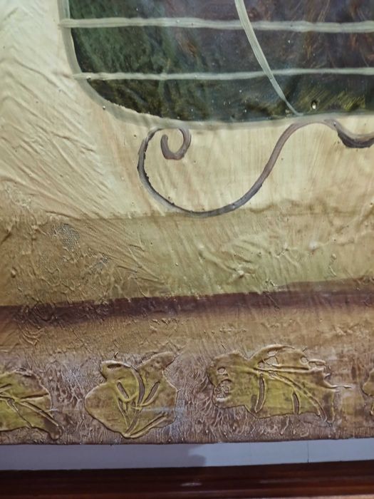 Quadro com pintura em tela, tons terra,novo