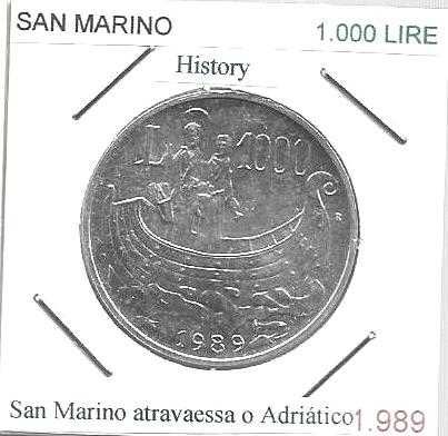 San Marino - 1.000 Lire-1989 - 16 Séculos de História - Moeda de Prata