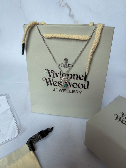 Кулон з бантиком Vivienne Westwood / Ланцюжок Вивьен Вествуд на шию / Підвіска Saturn Planet Сатурн Планета y2k на шею