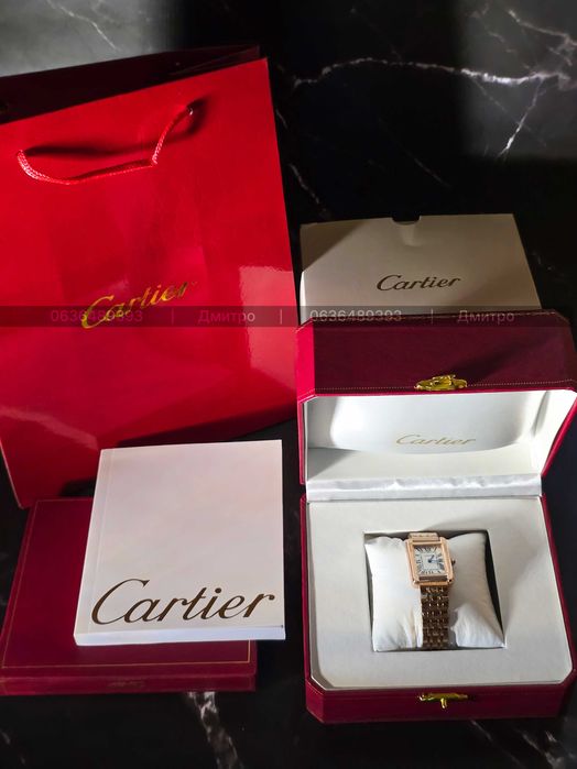 Часы женские Cartier watch Tank Rose Gold and Yellow Gold Картье Танк