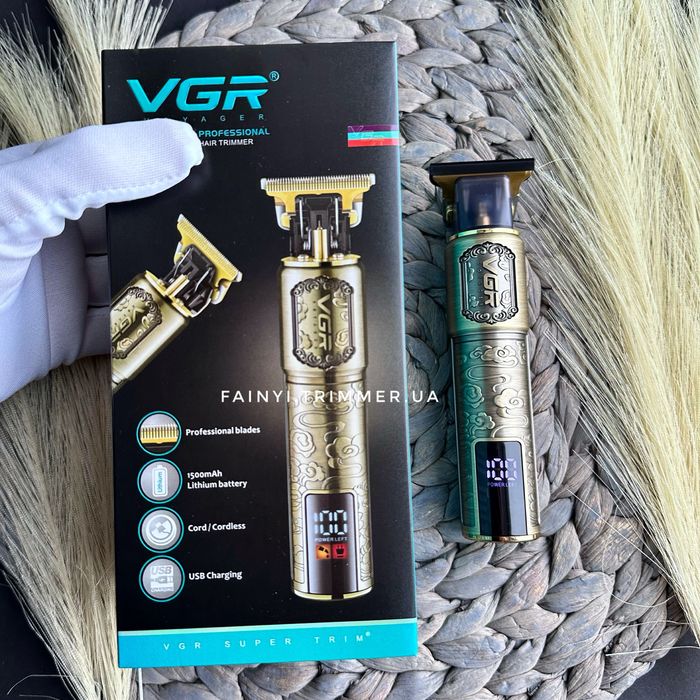 ‼️ТОП‼️Металевий тример для бороди голови VGR TitanCut електробритва
